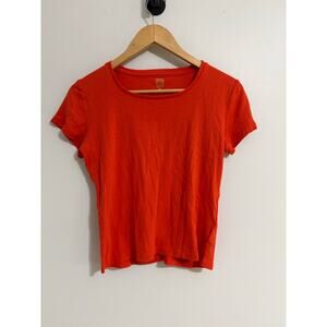Women's Ann Klein Sport PL Athletic Red T-Shirt Crop Top 100% Cotton
